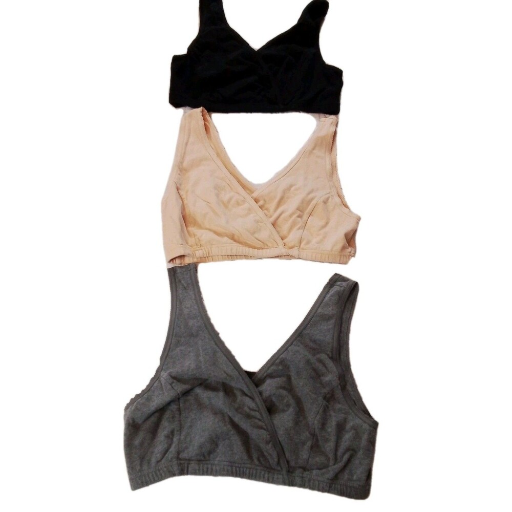 Women's Cakye Sports‎ Bra Set Of 3  Size Large Black Gray Beige